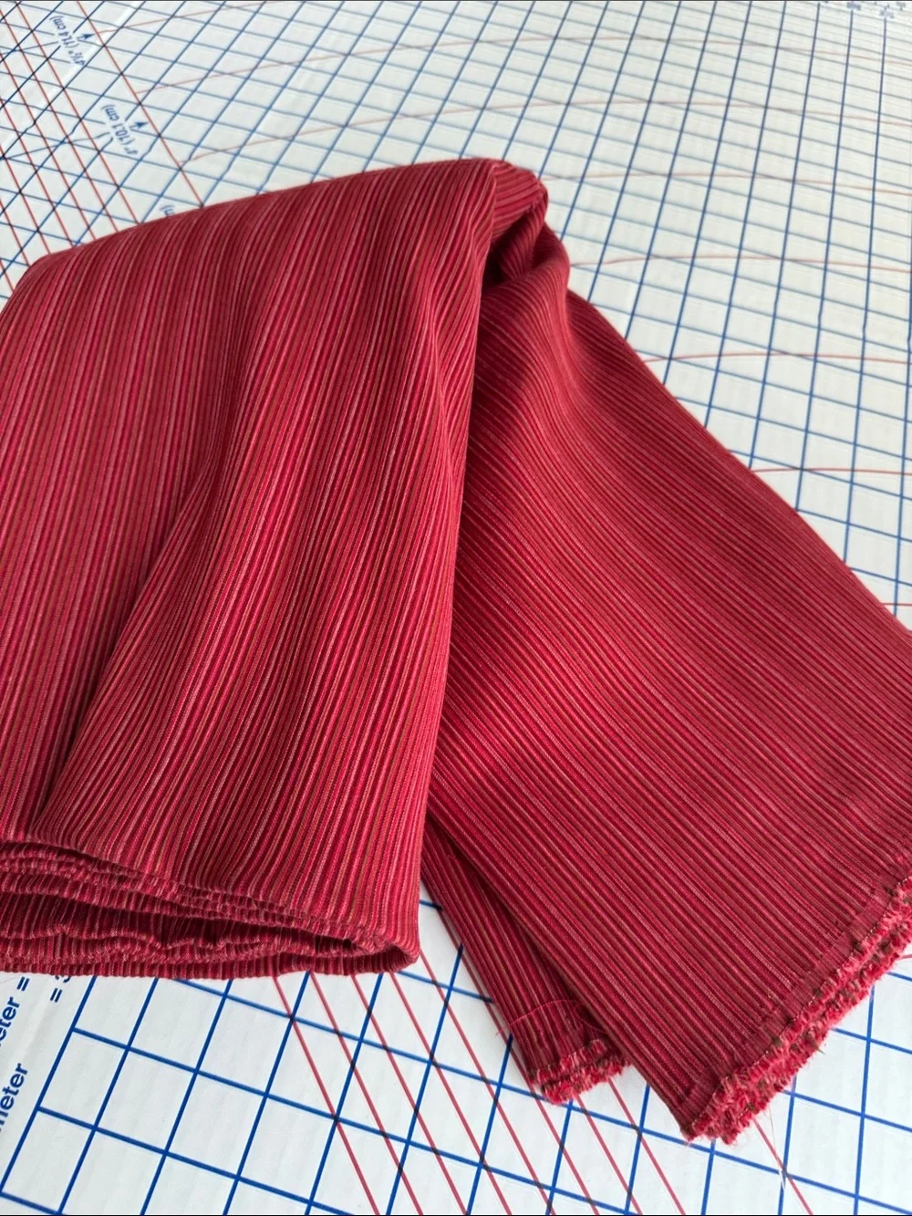 Vintage 1970s Ribbed Knit Fabric Rust/Red Stripe 3.5 Yards x 58” Heavy Stretch
